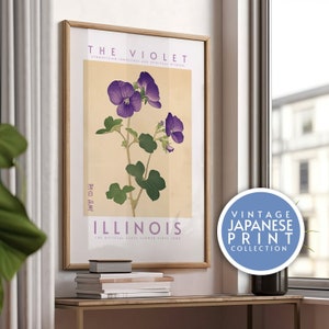 Impresión de flores del estado de Illinois / Impresiones japonesas vintage / Cartel floral de moda / Impresión en casa / Arte de pared / Arte IMPRIMIBLE / Impresión digital