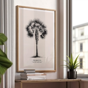Staatsboom South Carolina - Palmetto, vintage schets, boomposter, antieke boomprint, botanische kunst, natuur, inkttekening, digitaal, cadeau
