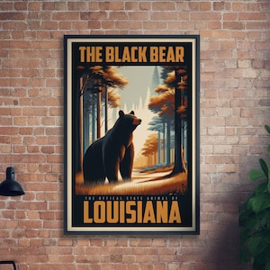 Louisiana State Animal | Vintage Prints | Black Bear | Print at home | Wall Art | PRINTABLE Art | Digital | Nature Gift | Posters