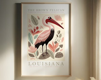 Louisiana State Bird Print | Brown Pelican | Print at home | Wall Art | PRINTABLE Art | Digital Print | Instant Art | Trendy Cute Posters