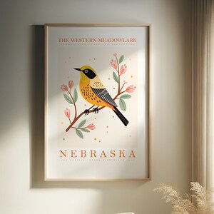 Nebraska State Bird Print | Meadowlark | Print at home | Wall Art | PRINTABLE Wall Art | Digital Print | Instant Art | Trendy Cute Posters