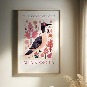 Impresión de pájaro del estado de Minnesota / Colimbo común / Impresión en casa / Arte de pared / Arte de pared IMPRIMIBLE / Impresión digital / Arte instantáneo / Pósteres lindos y modernos