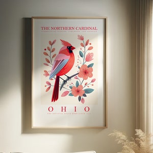 Ohio State Vogel Druck | Nordkardinal | Drucken Sie zu Hause | Wandkunst | DRUCKBARE Kunst | Digitaldruck | Instant Art | Trendige süße Poster