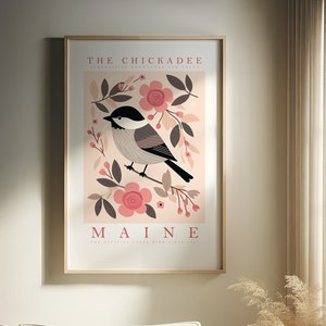 Impresión de aves del estado de Maine / Carbonero / Impresión en casa / Arte de pared / Arte de pared IMPRIMIBLE / Impresión digital / Arte instantáneo / Pósteres lindos y modernos