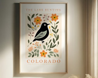 Colorado State Bird Print | Lark Bunting | Print at home | Wall Art | PRINTABLE Wall Art | Digital Print | Instant Art | Trendy Cute Posters