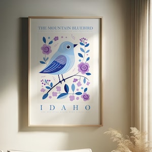 Idaho State Bird Print | Mountain Bluebird | Print at home | Wall Art | PRINTABLE Art | Digital Print | Instant Art | Trendy Cute Posters