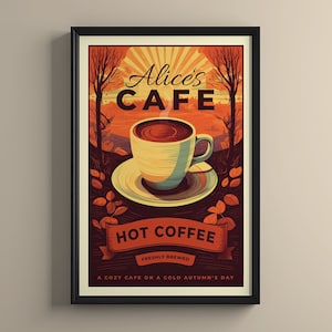 Benutzerdefinierte Kaffee Cafe Druck, trendige Wandkunst, digitaler Download Druck, Herbst Cafe Poster, gemütliche Wand Dekor, druckbare Kunst, Cafe Poster, Geschenk