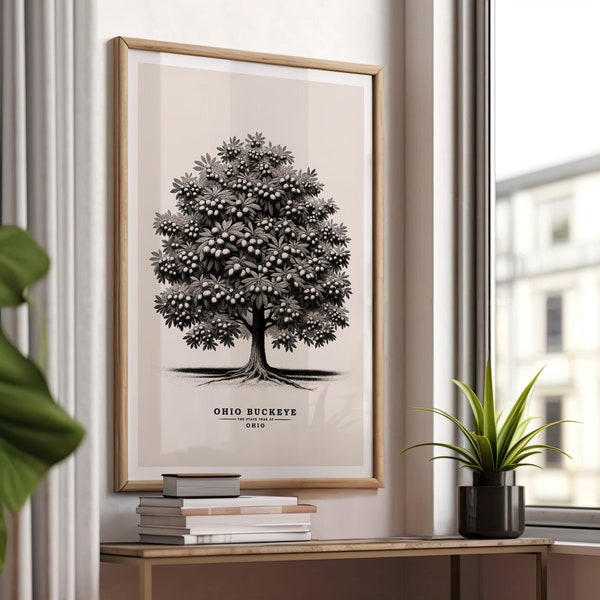 Ohio Buckeye, Zustand Baum, Vintage Skizze, Baum Poster, Antique Baum Druck, Botanische Kunst, Natur, Tuschezeichnung, Geschenk