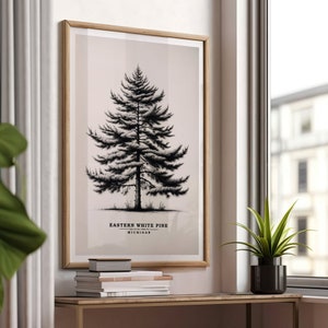 Michigan Eastern White Pine, State Tree, Vintage Sketch, Tree Poster, Antique Tree Print, Botanical Art, Nature, Drawing, DIGITAL DOWNLOAD