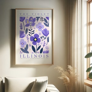 Illinois State Flower Print, The Violet, Flower Prints, Trendy Floral Posters, Colorful Art Bundle, Botanical, Digital Download