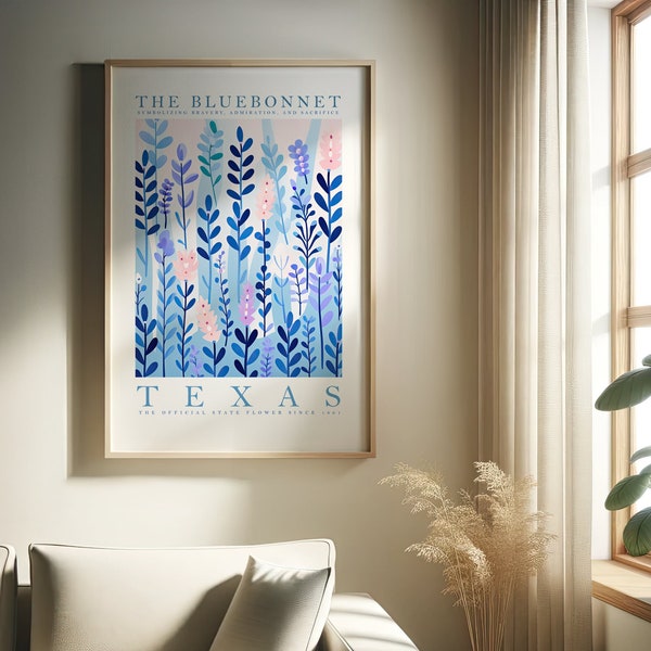 Texas State Flower Print, Bluebonnet, Flower Prints, Trendy Floral Poster |  Print at home | Wall Art | PRINTABLE Wall Art | Digital Print