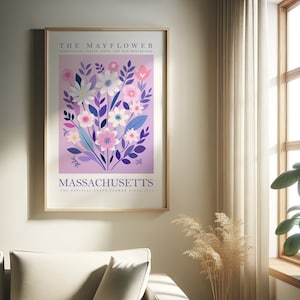 Massachusetts State Flower Print, The Mayflower, Flower Prints, Trendy Floral Posters, Colorful Art Bundle, Botanical, Digital Download