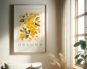 Oregon State Flower Print | Oregon Grape | Flower Prints | Trendy Floral Poster | Print at home | Wall Art | PRINTABLE Art | Digital Print