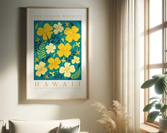 Hawaii State Flower Print | Yellow Hibiscus | Flower Prints | Trendy Floral Poster | Print at home | Wall Art | PRINTABLE | Digital Print