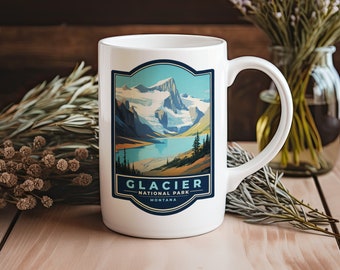 Glacier National Park 15oz White Coffee Mug, Montana, Adventure Mug Collection, Travel Poster Mug, Ceramic, Dad Gift, Father's Day Gift