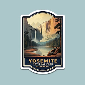 Adesivo do Parque Nacional de Yosemite | 3x4 polegadas | Adesivo de vinil Kiss-Cut | Presente para amantes da natureza | Califórnia | Yosemite Falls | Coleção de adesivos