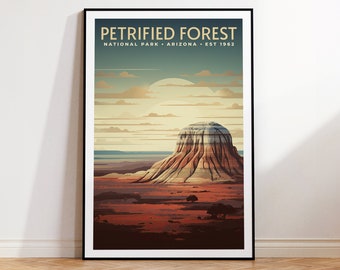 Poster de voyage vintage Parc national de la forêt pétrifiée, impression à la maison | Art mural | Art mural imprimable | Impression numérique | Art instantané, Arizona
