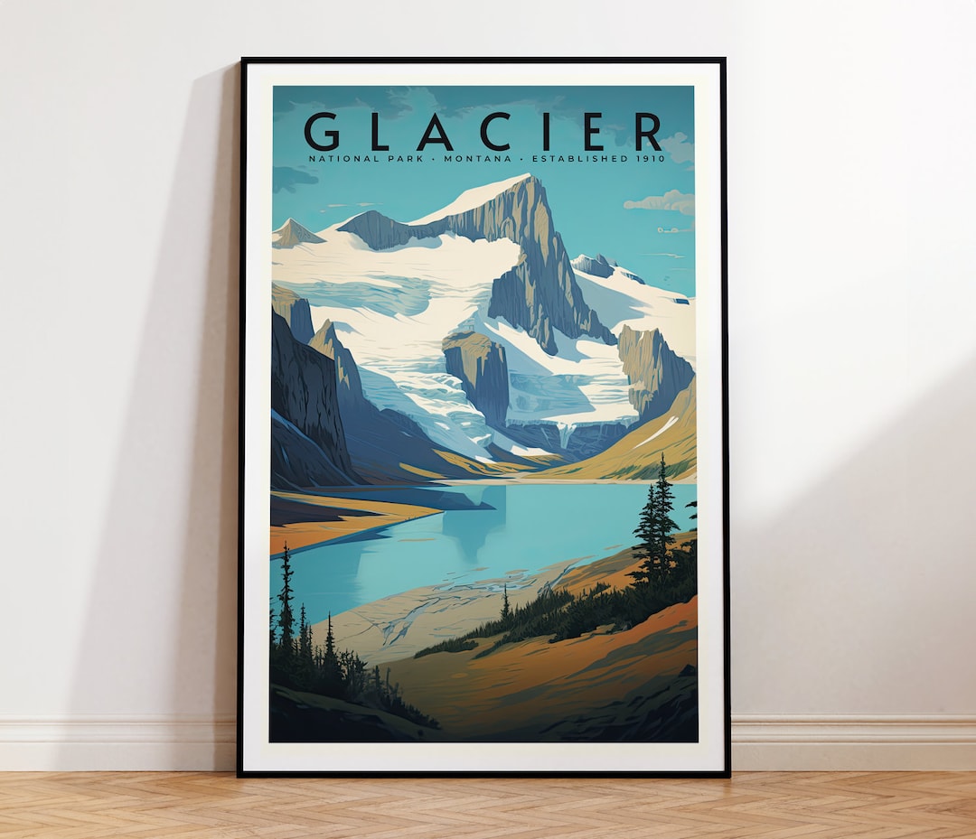 Glacier National Park, Vintage Travel Poster, Printable, Instant