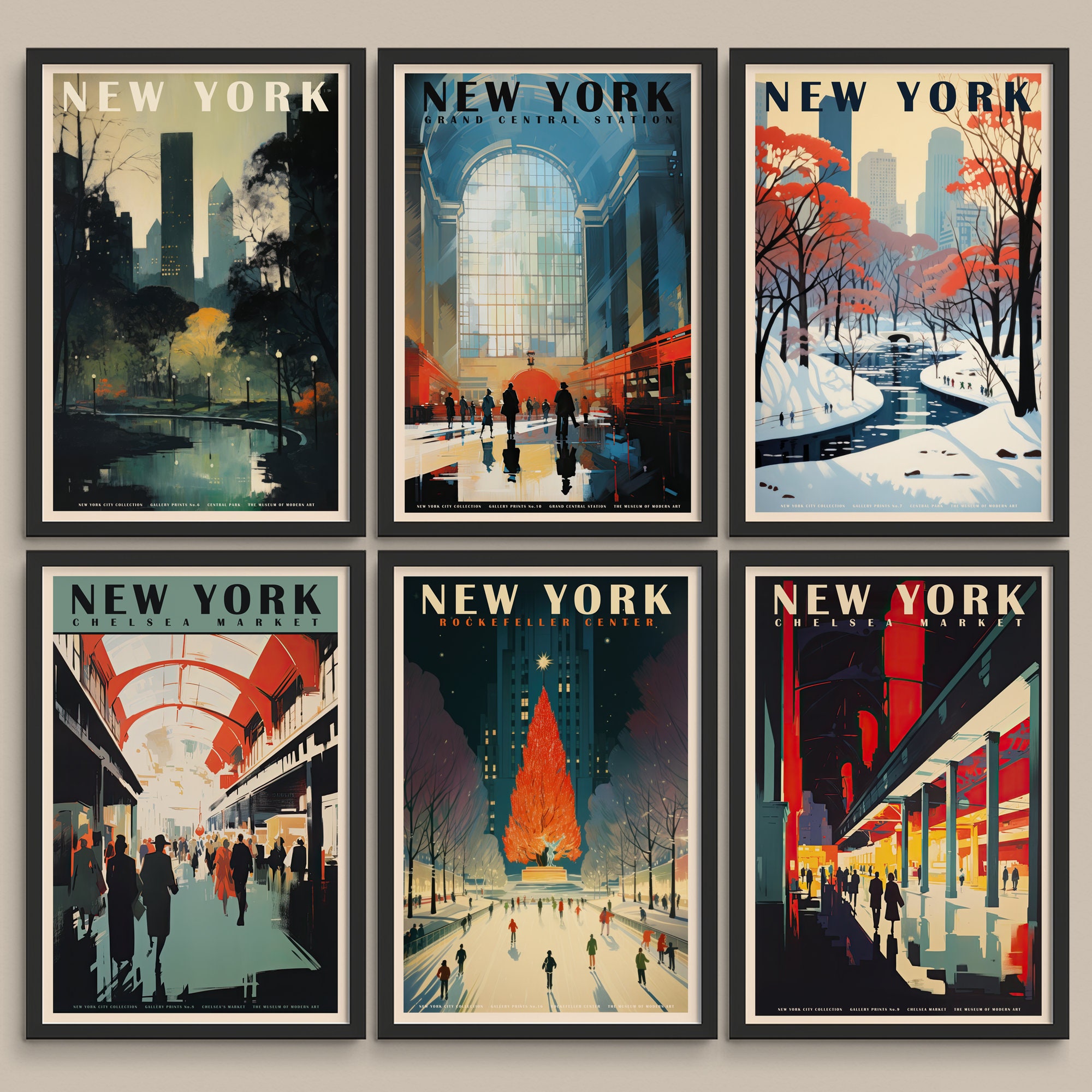 New York City Vintage Travel Posters Collection, Set of 18, Digital ...
