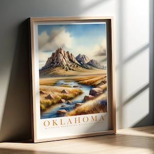 Oklahoma Watercolor Print | Witchita | 50 US States Collection | Wall Art | PRINTABLE Wall Art | Digital | Instant Art | Poster