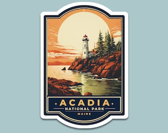 Acadia National Park Sticker | 3x4 inches | Kiss-Cut Vinyl Decal | Nature Lover Gift | Maine State | Sticker Collection