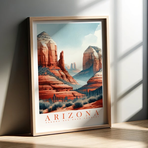 Arizona Watercolor Print | Sedona Red Rocks | 50 US States Collection | Wall Art | PRINTABLE Wall Art | Digital | Instant Art | Poster