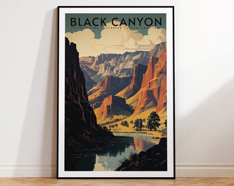 Black Canyon National Park Vintage reisposter, thuis afdrukken | Kunst aan de muur | AFDRUKBARE muurkunst | Digitale afdruk | Instantkunst, Colorado