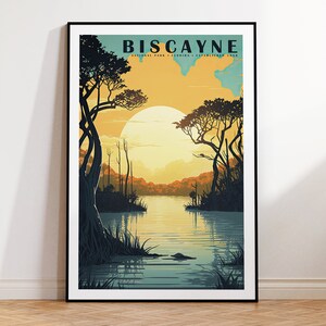 Cartel de viaje vintage del Parque Nacional Biscayne, Impresión en casa / Arte de pared / Arte de pared IMPRIMIBLE / Impresión digital / Arte instantáneo, Cartel de Florida