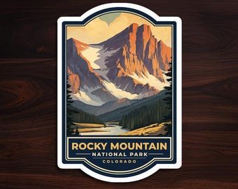Pegatina del Parque Nacional de las Montañas Rocosas / 7,6 x 10,16 cm / Vinilo troquelado / Regalo para amantes de la naturaleza / Colorado / Colección de pegatinas