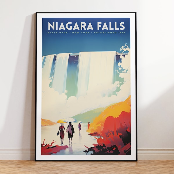 Niagara Falls State Park Vintage Travel Poster, Print at home | Wall Art | PRINTABLE Wall Art | Digital Print | Instant Art, New York