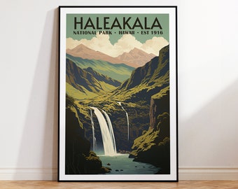 Poster de viagens vintage do parque nacional de Haleakala, imprima em casa | Arte de parede | Arte de parede IMPRIMÍVEL | Impressão digital | Arte Instantânea, Havaí