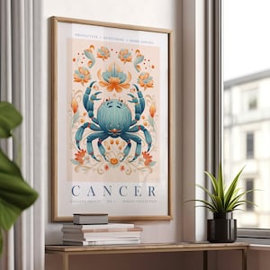 Cancer Digital Print | 12 Signs of the Zodiac Set | Horoscope Poster | Animal Print | Trendy Poster | Astrology | Instant Digital Download