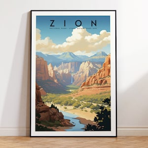 Zion National Park Vintage Reise Poster, Druck zu Hause | Wandkunst | DRUCKBARE Wandkunst | Digitaldruck | Instant Art, Utah Landschaft