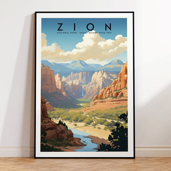 Zion National Park Vintage Travel Poster, Print at home | Wall Art | PRINTABLE Wall Art | Digital Print | Instant Art, Utah Landscape