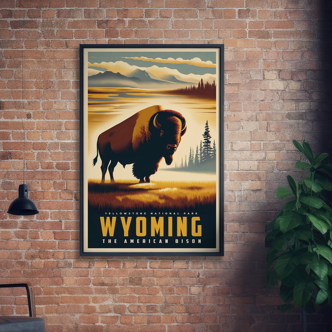 Wyoming State Animal | Vintage Prints | American Bison | Print at Home ...