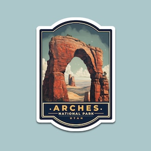 Pegatina del Parque Nacional Arches, 3 x 4 pulgadas, vinilo troquelado, regalo para amantes de la naturaleza, Utah, colección de pegatinas