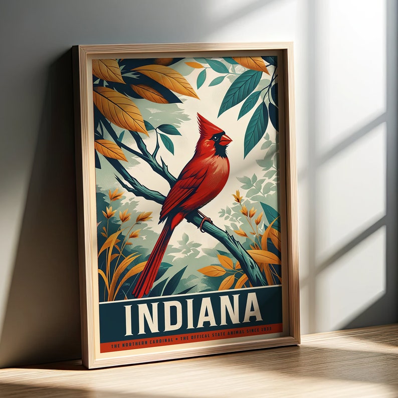 Indiana State Animal | Vintage Prints | Cardinal | Print at Home | Wall ...