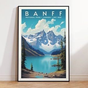 Parque Nacional Banff / Canadá / Cartel de viaje vintage, Imprimir en casa / Arte de pared / Arte de pared IMPRIMIBLE / Impresión digital / Arte instantáneo