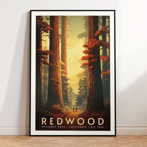 Redwood National Park Vintage Reiseplakat, Druck zu Hause | Wandkunst | DRUCKBARE Wandkunst | Digitaldruck | Instant Art, kalifornische Kunst