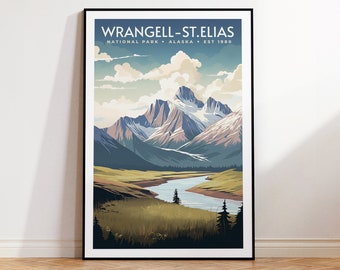 Wrangell-St. Elias National Park Vintage Reise Poster, Druck zu Hause | Wandkunst | DRUCKBARE Wandkunst | Digitaldruck | Instant Art, Alaska