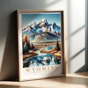 Wyoming Watercolor Print | Yellowstone National Park | 50 US States Collection | Wall Art | PRINTABLE Art | Digital | Instant Art | Poster