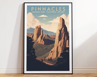 Pinnacles National Park Vintage reisposter, thuis afdrukken | Kunst aan de muur | AFDRUKBARE muurkunst | Digitale afdruk | Instant Art, Californië