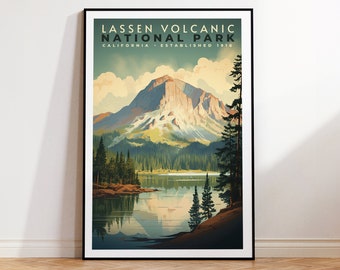 Lassen Volcanic National Park Vintage Reise Poster, Druck zu Hause | Wandkunst | DRUCKBARE Wandkunst | Digitaldruck | Instant Art, Kalifornien