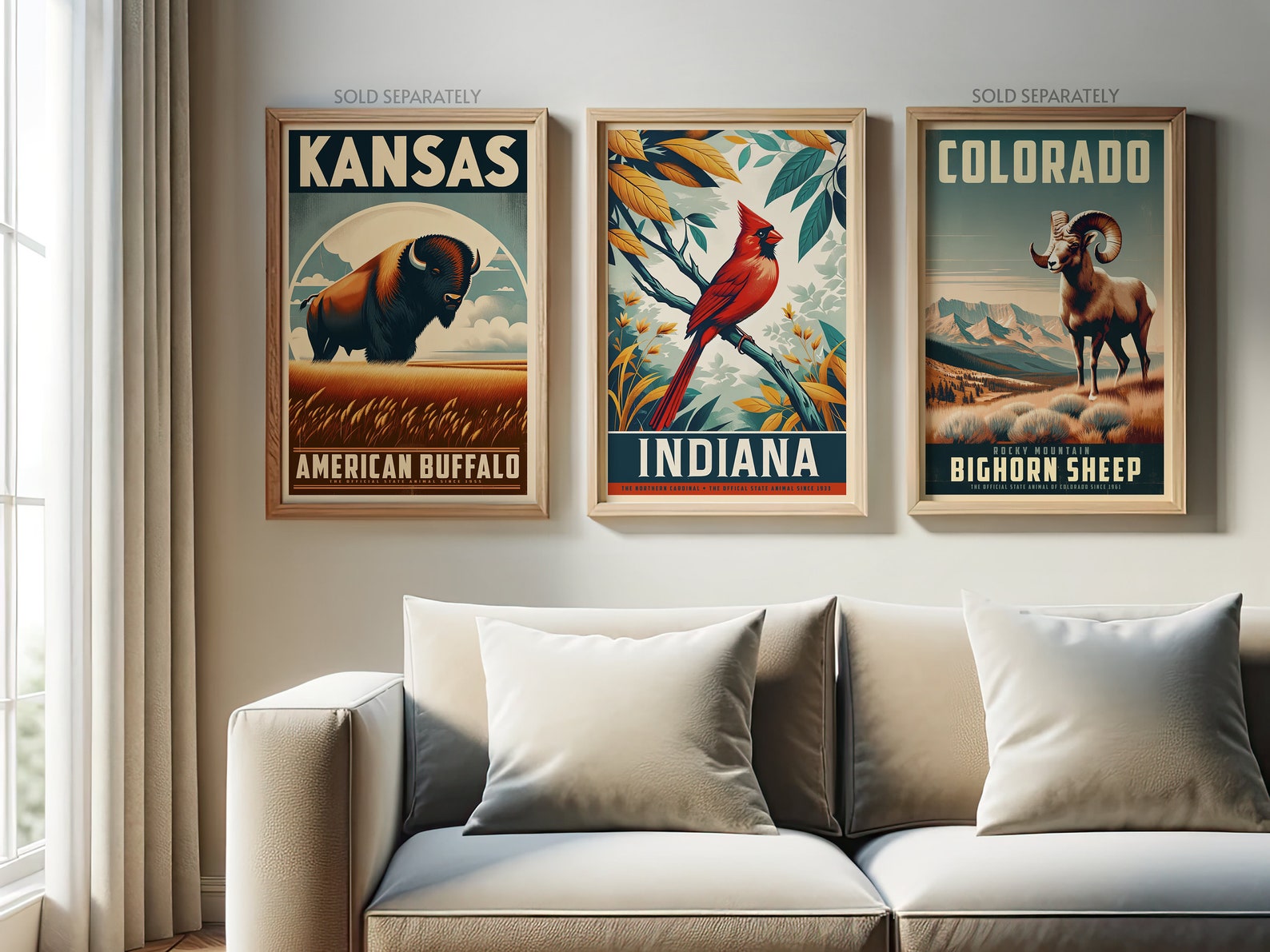 Indiana State Animal | Vintage Prints | Cardinal | Print at Home | Wall ...