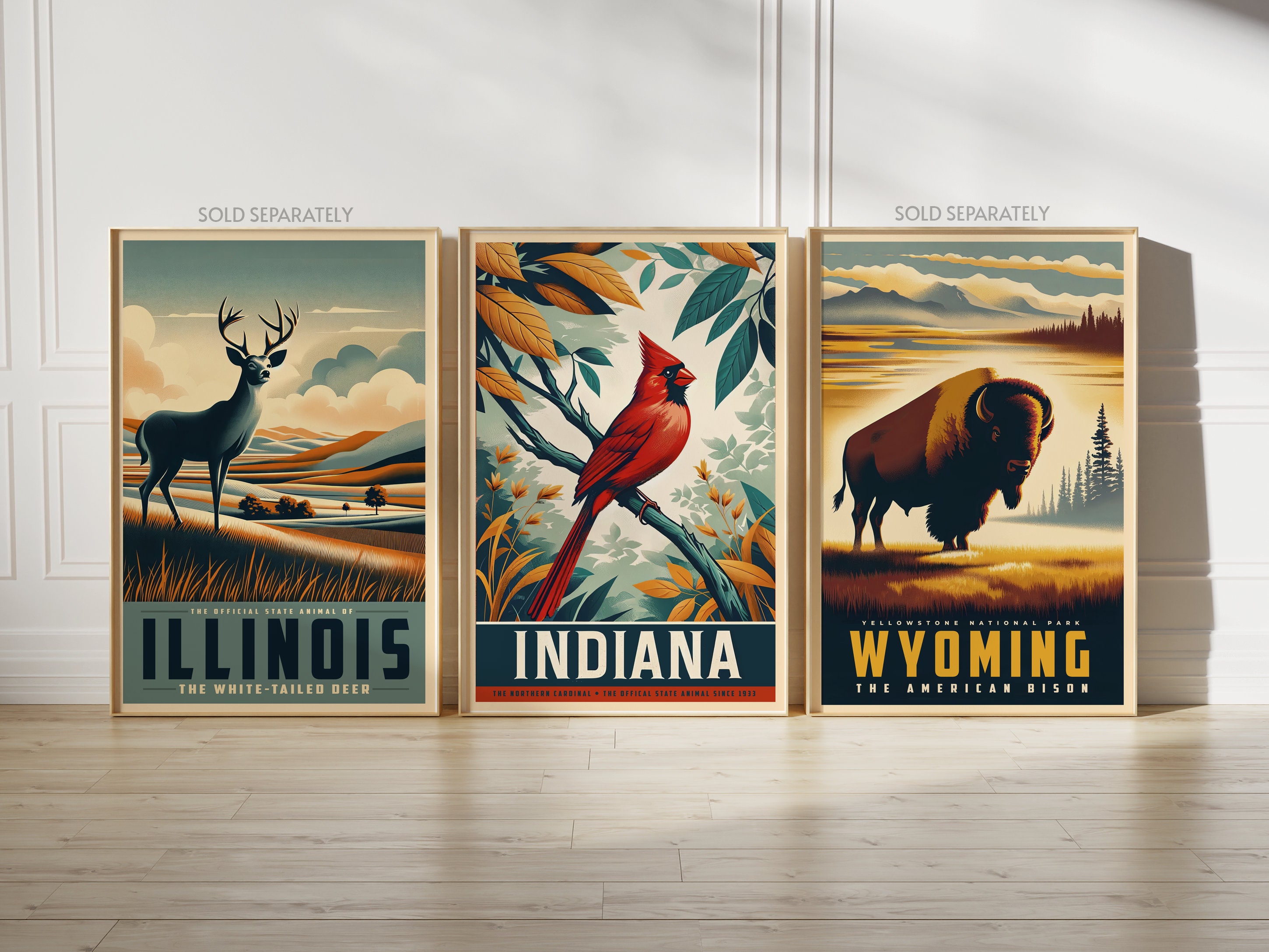Indiana State Animal | Vintage Prints | Cardinal | Print at Home | Wall ...