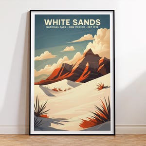 White Sands National Park Whimsical Travel Poster | PRINTABLE Wall Art | Digital Print | Playful | Instant Art | Wall Art | Nature Decor