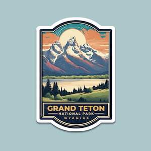 Grand Teton National Park Sticker | 3x4 inches | Kiss-Cut Vinyl Decal | Nature Lover Gift | Wyoming State | Sticker Collection