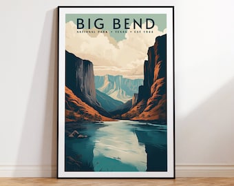 Big Bend National Park Vintage Travel Poster, Print at home | Wall Art | PRINTABLE Wall Art | Digital Print | Instant Art, Texas Landscape