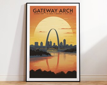 Gateway Arch National Park Vintage reisposter, thuis afdrukken | Kunst aan de muur | AFDRUKBARE muurkunst | Digitale afdruk | Instantkunst, St. Louis