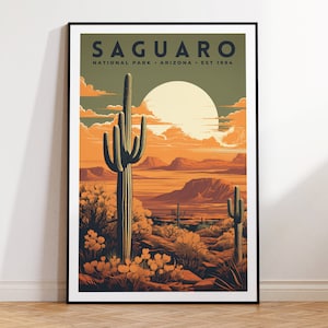 Saguaro Nationalpark Vintage Reiseplakat, Druck zu Hause | Wandkunst | DRUCKBARE Wandkunst | Digitaldruck | Instant Art, Arizona